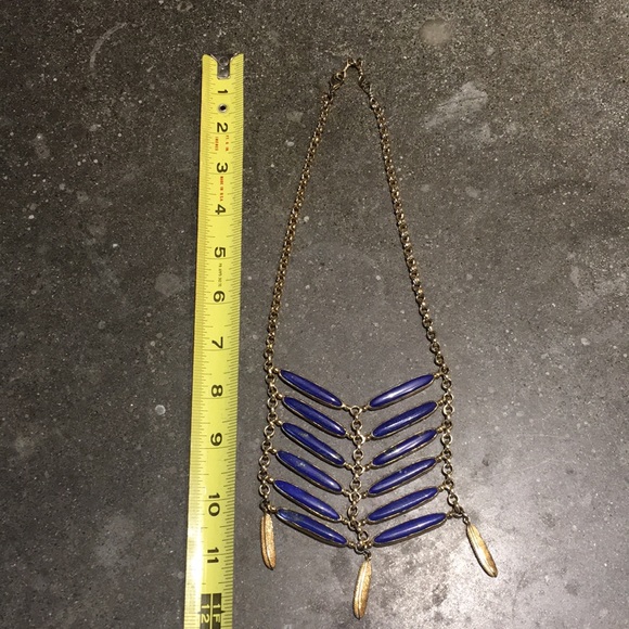 Royal Blue Stoned Chest Plate Necklace - Picture 5 of 5